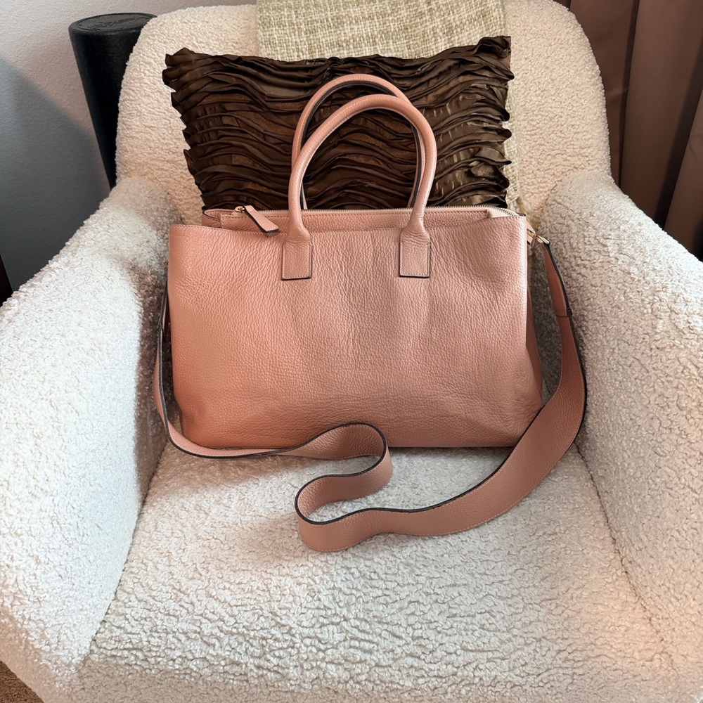 Vittoria Napoli Elegant Pink Leather Tote Bag